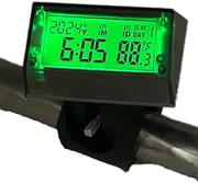 Solar Powered LCD Clock - Waterproof Shockproof Car Multifunctional Digital Clock with Time, Date, Week, Temperature,Handle Bracket for for Car Motorcycle Bicycle Green Light