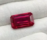 8 Ct Natural Flawless Burmese Red Ruby Emerald Cut Loose Certified Gemstone