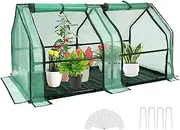 [U'Artlines] Portable Mini Greenhouse Small Green House with Waterproof Pad and Plant Label 47x24x24 Inch Plant Cover Tent for Garden Small Plants Indoor Outdoor, Green PE