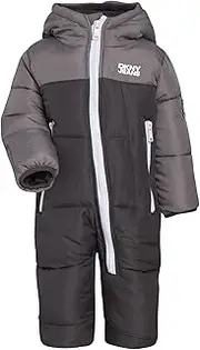 [DKNY] Baby Boys' Snow Pram - Newborn Sherpa Hood One Piece Snowsuit - Cozy Polar Fleece Lined Winter Coat for Baby Boys 12-24M