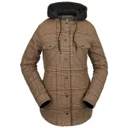 VOLCOM Womens 2023 Snowboard Snow - HOODED FLANNEL JACKET - CARAMEL
