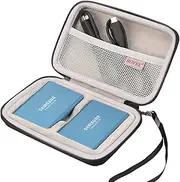 BOVKE 2-in-1 Carrying Case Compatible with Samsung T5 T3 T1 Portable 250GB 500GB 1TB 2TB SSD USB 3.1 Type C Hard Drive External Solid State Drives, Black