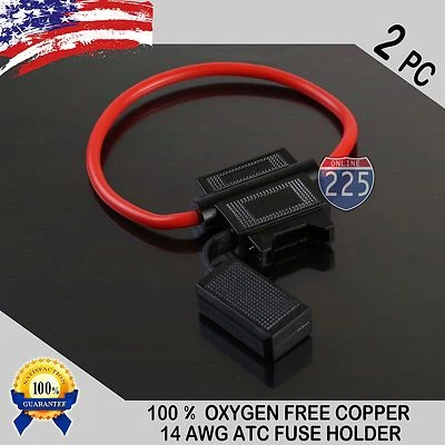 2 PACK 14 GAUGE ATC IN-LINE FUSE HOLDER 100% OFC COPPER WIRE CABLE WATERPROOF US