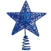 Christmas Tree Star Topper, Xmas Tree Topper Glittered 5 Point Star Blue