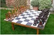 13cm Teak Checkers Set