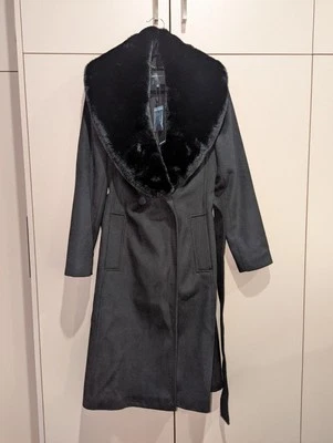 Portmans Mariah Wrap Coat Faux Fur Collar Wool Blend Size 8