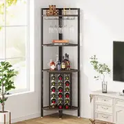 Tribesigns Corner Wine Rack with Glass Holder and Storage Shelves 4 Tier Corn...