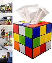 Magic Cube Tissue Box Cover | Retro Home Decor | Funky Furniture | Magnetic Bottom Lid | Fun House 80's Home Decor | Funny Tissue Box Cover