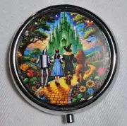Wizard Of Oz Metal Pill Box 3 Compartment 2" Round Pocket Purse Pill Case 1 Pc