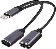 YARCHONN USB C OTG Splitter 1 in 2 Out Type C to USB OTG Splitter Y Cable with 100W PD Fast Charging Adapter for Phone Laptop