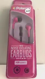 Polaroid Noise Isolating Earbuds With In-Line Mic & Extra Eartips PHP783 Pink