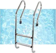 Swimming Pool Ladder,Heavy Duty Above Ground Handrails Stairs,Preventing Slips Steps,for Backyard Pool Home,Bearing Weight 250kg(2 Steps)