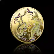 Traditional Chinese Culture The Phoenix Painted Gold Silver Coin Symbolize Good