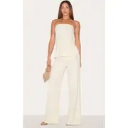 Tall Almond Mid Rise Tailored Wide Leg Pants, Almond
