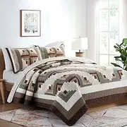 L'IRISDOM Quilt California King Size - 100% Cotton Quilted Coverlet Set Patchwork Reversible Comfortable Bedspread with 2 Pillow Shams