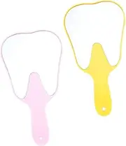 Ipetboom 2 x Dental Mirror Hand Mirror Shape of a Tooth Practical Hand Make Up Mirror for On The Go for Cosmetic Applications and Dental Care