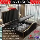 King Size Velvet Fabric Gaslight Storage Bedframe Elegant Luxury Classy Fancy AU