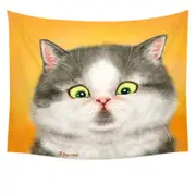 Kittens Art Cute Chubby Grey Cat Tapestry