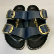 Birkenstock New w/ Box Arizona Big Buckle Blue Waxy Exquisite Nar - Select Size