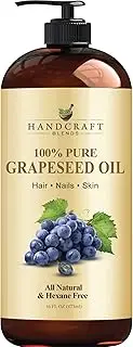 Handcraft Blends Grapeseed Oil - 16 Fl Oz - 100% Pure and Natural - Premium Grade Oil for Skin and Hair - Carrier Oil - Hair and Body Oil - Massage Oil - Cold-Pressed and Hexane-Free