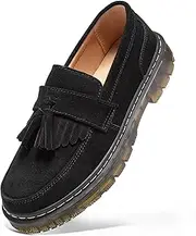 [FLSHO] Women's Classic Leather Penny Loafer Platform Chunky Heel Loafer for Women Comfortable Womens Business Casual Shoes