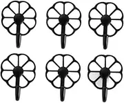 Storage Metal No Punch Hole Coat Hooks Multipurpose Wall Hook for Key, Towel, Bags, Cup, Hat 6 Pack Hooks(Black)