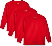 [Hanes] Big Boys Tagless Long Sleeve Tee (Pack Of 3), Deep Red, M