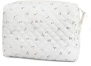Cotton Floral Cosmetic Organizer Bag,1Pc Travel Cotton Floral Makeup Bag,Cotton Quilted Floral Make up Bag,Flower Pattern Cosmetic Bag Floral Cotton Quilted Makeup Bag,Cotton Floral Cotton Makeup Bag