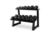 5-30kg Rubber Hex Dumbbells + 2 Tier Dumbbell Rack