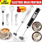Black Milk Frother Handheld Foam Makers 3-Speed Adjustable USB-Rechargeable AU