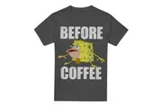 SpongeBob SquarePants Unisex Adult Before Coffee Meme T-Shirt (Charcoal) - UTTV18385