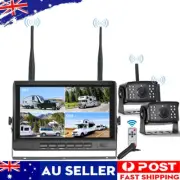 7" Digital Wireless Quad DVR Monitor 2x Reverse Backup Camera 12-24V Truck Bus
