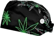 [WOSHJIUK] Working Hat 2 Pack Scrub Caps for Women,Colored Fantasy Leaves,Tie Back Cap Adjustable Scrub Hat