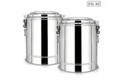 SOGA 2X 35L Stainless Steel Insulated Stock Pot Hot & Cold Beverage Container