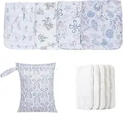 Washable Diapers for Baby | Adjustable Reusable Baby Cloth Diapers | Absorbent & Breathable Liners with 4 Inserts & 1 Wet Bag for Toddler Boys Girls