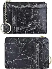 [Generic] Women Slim Leather Card Case Holder Small Wallet Cute Coin Purse Girl Mini Wallet with Keychain (Black, 12 * 1.3 * 9CM)