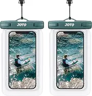 JOTO IPX8 Floating Waterproof Phone Holder Pouch, Float Universal Waterproof Case for iPhone 15 14 13 12 11 Pro Max XS XR 8 7 Galaxy Pixel Up to 7", Cellphone Dry Bag for Beach Cruise -2 Pack, Green