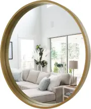 Wood round Mirror 32 Inch Circle Wall Mirror for Bathroom round Wall Mirror for