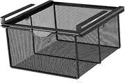 Under Shelf Wire Basket Under Cabinet Hanging Drawer Multipurpose Space Saving Hanging Pullout Drawer Basket for Home Office, Black XL