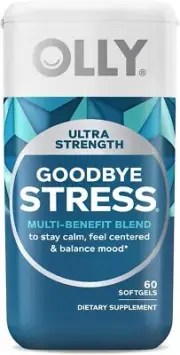 OLLY Ultra Strength Goodbye Stress Softgels GABA Ashwagandha L-Theanine 60 Count