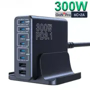 300W USB C Fast Charger Multi Port GaN 140W PD 3.1 Charging Station PPS 100W 45W