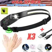 3X Waterproof COB Headlamp Night Buddy LED Sensor 230° Head Torch Headlight Lamp