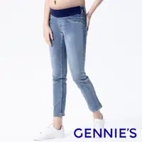 在飛比找PChome24h購物優惠-Gennies奇妮 直筒寬管孕婦牛仔褲(藍T4H28)