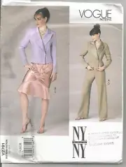 Vogue NY Collection Sewing Pattern 2781, Jacket, Pants, Skirt, Size 14-18, Uncut
