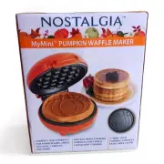 Mini Pumpkin Waffle Maker Nostalgia MyMini Non-stick Easy Wipe Clean Orange New
