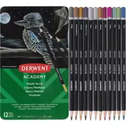 Derwent Academy Metallic Coloured Pencils Tin 12 Set