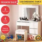 Artiss Dressing Table Set Stool 12 Led Bulbs Makeup Mirror White Vanity Dresser
