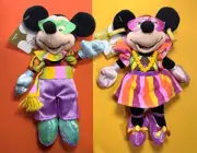 Disney Store MARDI GRAS MICKEY & MINNIE MOUSE 9” Bean Bags Plush’s mint w/tags