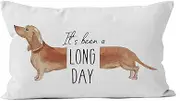 HIWX It's Been A Long Day Pet Dog Dachshund Decorative Pillowcase Throw Pillow Cover, Funny Dachshund Dog Quote for Sofa Bed Room Home Couch Decor 12 x 20 Inch Pillow Case