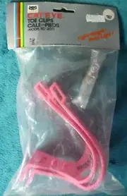 LG Vtg NIP Cateye Fixie Toe Clips w/hardware - PINK #TC-200 NO straps